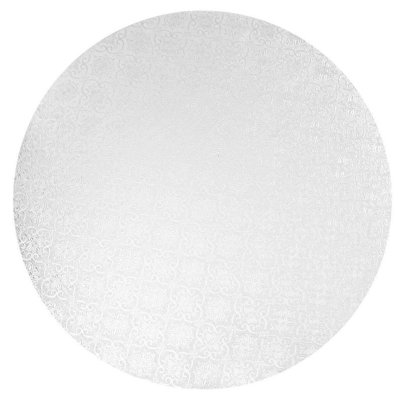 O'Creme White Wraparound Cake Pastry Round Drum Board 1/4 Inch Thick, 16 Inch Diameter - Pack of 10, 1 of 10