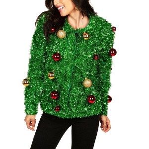 Tipsy Elves Women’s Bristle Babe Cardigan - Holiday Festive Sweater - 1 of 2