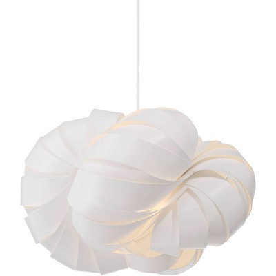 Possini Euro Design Nimbus 19 1/4" Modern Pendant Ceiling Light Fixture Dining Room Over Table Kitchen Island Foyer Unique White Plastic Hallway