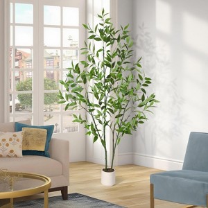 GAOMON Artificial Eucalyptus Tree, Tall Faux Eucalyptus Plant with Willow Like Leaves, Indoor Fake Tree in Black Plastic Pot - 1 of 4
