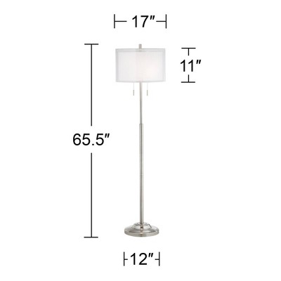 Roxie 65.5" Silver Brushed Nickel Floor Lamp with Linen Shade