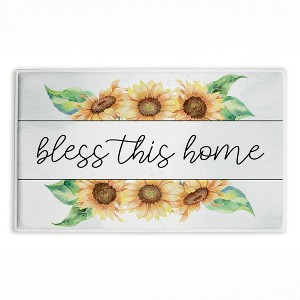 Stupell Industries Bless This Home Sunflowers Printed Plush Bath Mat And Bath Rug, Design By Kim Allen, 18"X30" - 1 of 4