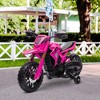 Qaba Kids Motorcycle, 6V Battery Powered Dirt Bike with Training Wheels, Horn & Start Sound, Electric Motorcycle for Kids 3-8 Years, Pink - 2 of 4