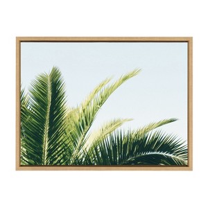 Kate and Laurel Sylvie Tropical Palm Under Blue Sky Framed Canvas by Amy Peterson Art Studio, 18x24, Natural - 1 of 4