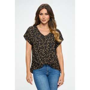 WEST K Women's Leah V Neck Short Dolman Sleeve Front Knob Blouse - 1 of 4