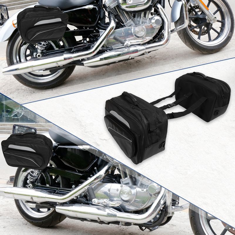 Unique Bargains Adjustable Buckles Faux Leather Motorcycle Saddlebag Black 1 Pair, 2 of 7