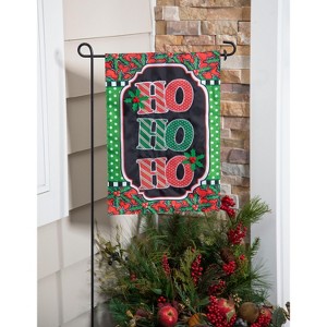 Evergreen Garden Flag Ho Ho Ho Applique Double Sided Indoor Outdoor Decor 18" x 12.5" - 1 of 3