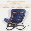 Oversized Outdoor Rocking Chair with Foldable Footrest and Cushion, Modern Patio Papasan Lounge Chair for Garden, Porch,Balcony - 4 of 4