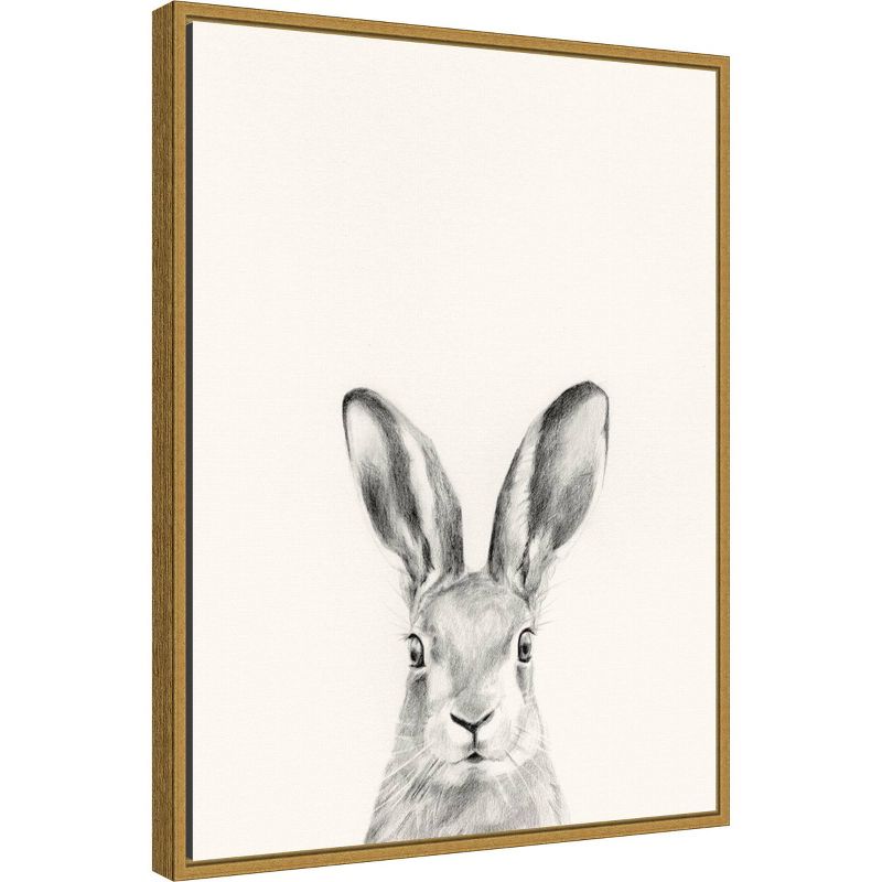 18&#34; x 24&#34; Animal Mug I Rabbit by Victoria Borges Framed Canvas Wall Art Gold - Amanti Art, 3 of 9