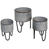 Royal Hampton Set of 3 Galvanized Sheet Planter Tubs with Iron Powder Coated Hairpin Legs - 4 of 4
