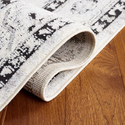 Tulum Ivory and Charcoal Square Synthetic Area Rug