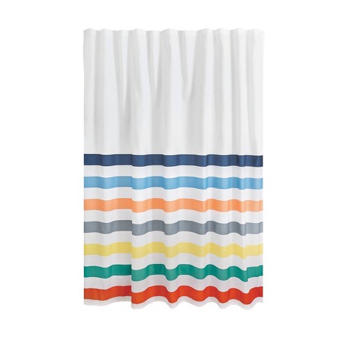 Idesign Striped Peva Fabric Shower Curtain: Polyester, Machine Washable ...