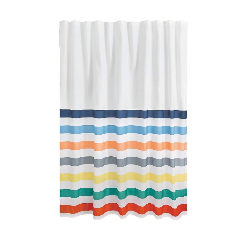 iDESIGN Striped PEVA Fabric Shower Curtain, 1 of 7
