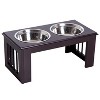PawHut Durable Wooden Dog Feeding Station with 2 Included Dog Food Bowls and a Non-Slip Base - 4 of 4