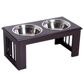 PawHut 10.5” High Double Stainless Steel Heavy Duty Dog Food Bowl Pet  Elevated Feeding Station