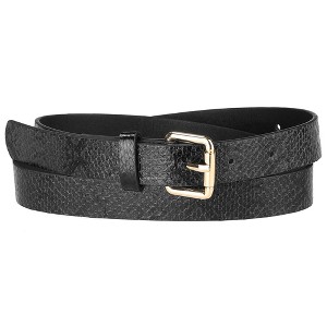 INSPIRE CHIC Women's Slim Thin Snakeskin Embossed Faux Leather Skinny Belts Waistband - 1 of 4