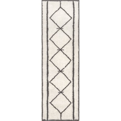 Nuloom Sondra Trellis 2x8 Machine Washable Wool Runner Indoor Area Rug for Living Room Bedroom Dining Room Entryway Hallway Kitchen, Ivory