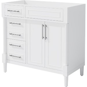 NicBex 36" Bathroom Vanity with/without Sink,Solid Wood&MDF Freestanding Storage Cabinet with 3 Drawers&2 Doors,300lbs Max - 1 of 4