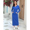 Coolmee Women Casual Maxi Dress Quarter-Zip Neck Long Sleeve Slim Split Pullover Hoodie Long Dress with Pocket - 3 of 4