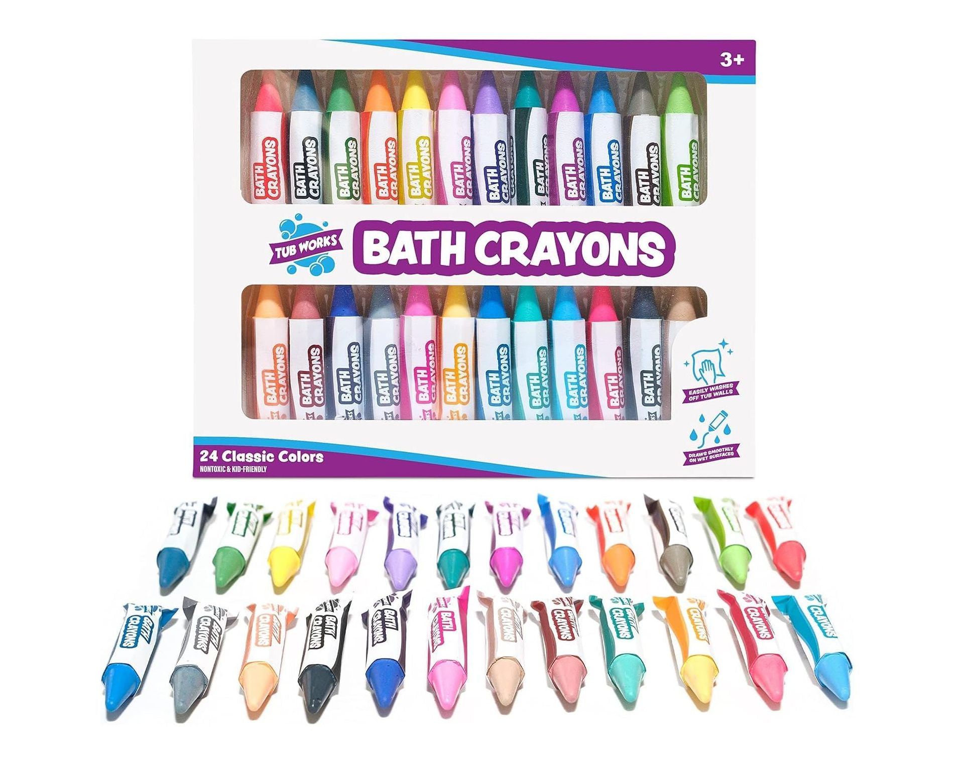 Tub Works Smooth Bath Crayons Bath Toy, 24 Pack