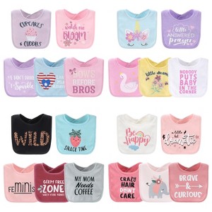 The Peanutshell Baby Girl Terry Bibs, 20 Pack for Feeding, Teething, or Drooling|Pastel Girl/Wild Child - 1 of 4