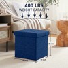Ornavo Home Foldable Tufted Linen 15" Inch Square Cube Storage Ottoman, Perfect for Dorm, Bedroom and Living Room - 2 of 4