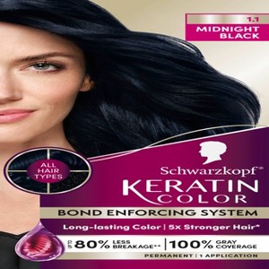 Schwarzkopf Keratin Permanent Hair Color - Midnight Black - 2.08 fl oz - 1 of 4