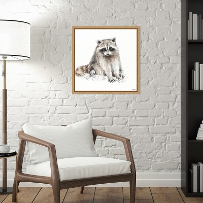 Lisa Audit Framed Raccoon Canvas Wall Art Print 16" x 16"
