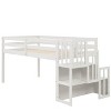 Twin Size Loft Bed, Pine Wood Twin Loft Bed Frame with Staircase, Storage Space, Slide, Full-Length Safety Guardrails for Bedroom - 3 of 4