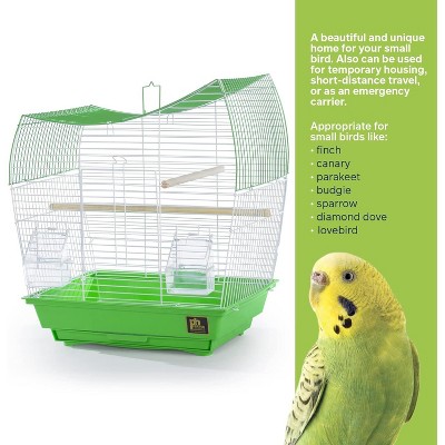 Lime Green Wave Top Bird Cage with Plastic Base