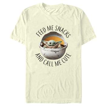 Men's Star Wars: The Mandalorian Grogu Feed Me Snacks and Call Me Cute T-Shirt