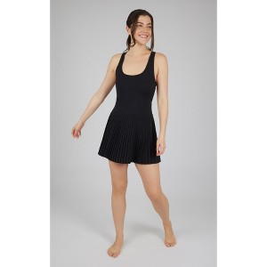 Yogalicious Womens Lux Hybrid Net Motion Mini Pleated Tennis Dress - 1 of 3
