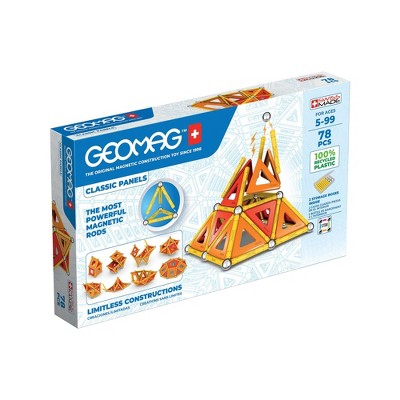 Geomag Magnetic Panels Building Set Recycled Red/Orange/Yellow - 78ct