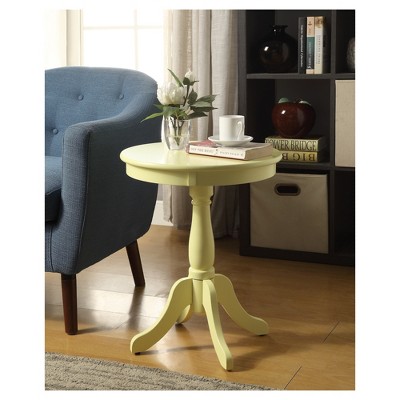 Yellow Round Wood Side Table with Graceful Legs