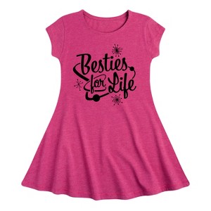 Girls' - Instant Message - Besties For Life Fit & Flair Cap Sleeve Graphic Dress - 1 of 4