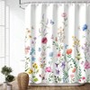 Floral Shower Curtain - Watercolor Plant Design, 12 Hooks, 72 Wx 72 H - 3 of 4