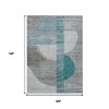 Teal Blue And Gray Geometric Washable Indoor Outdoor Area Rug - 3 of 4