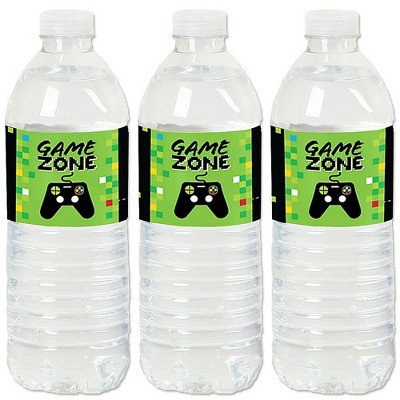 Big Dot of Happiness Game Zone - Pixel Video Game Party or Birthday Party Water Bottle Sticker Labels - Set of 20