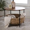 happimess Carly Modern Coastal Round Acacia Wood/Water Hyacinth Coffee Table with Storage Basket - 2 of 4