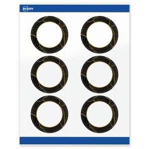 Avery Round Labels, Black with Gold Pattern, 3" Diameter - 1 of 4