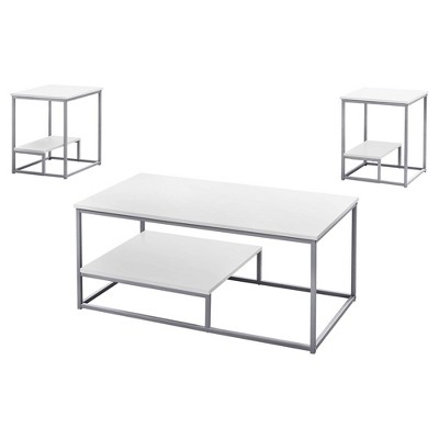 Set of 3 Accent Tables with Multi Layer Shelf - EveryRoom
