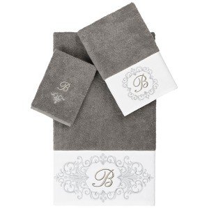 Linum Home Textiles 100% Turkish Cotton MONICA 3PC Embellished Towel Set - 1 of 4