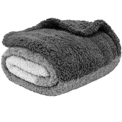 Twin Gradient Charcoal Gray Fleece Sherpa Reversible Throw Blanket