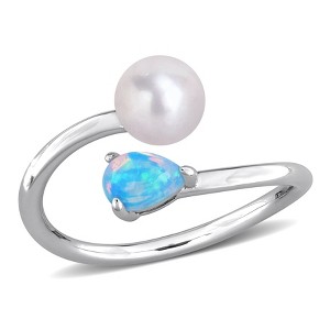 EVERLY JEWELRY | Multiple-color option in Yellow Silver Pearl Ring with Multiple color gemstone Options. - 1 of 4