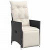 vidaXL Reclining Patio Chair with Cushions Black Poly Rattan - 3 of 4