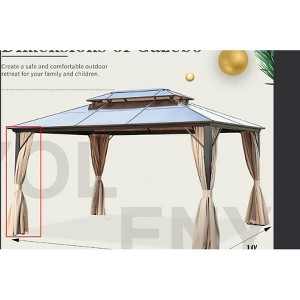 Hardtop Gazebo, Outdoor Double Roof Canopy, Aluminum Frame Permanent Pavilion with Curtains and Netting, Sunshade for Garden, Patio, Lawns - 1 of 1
