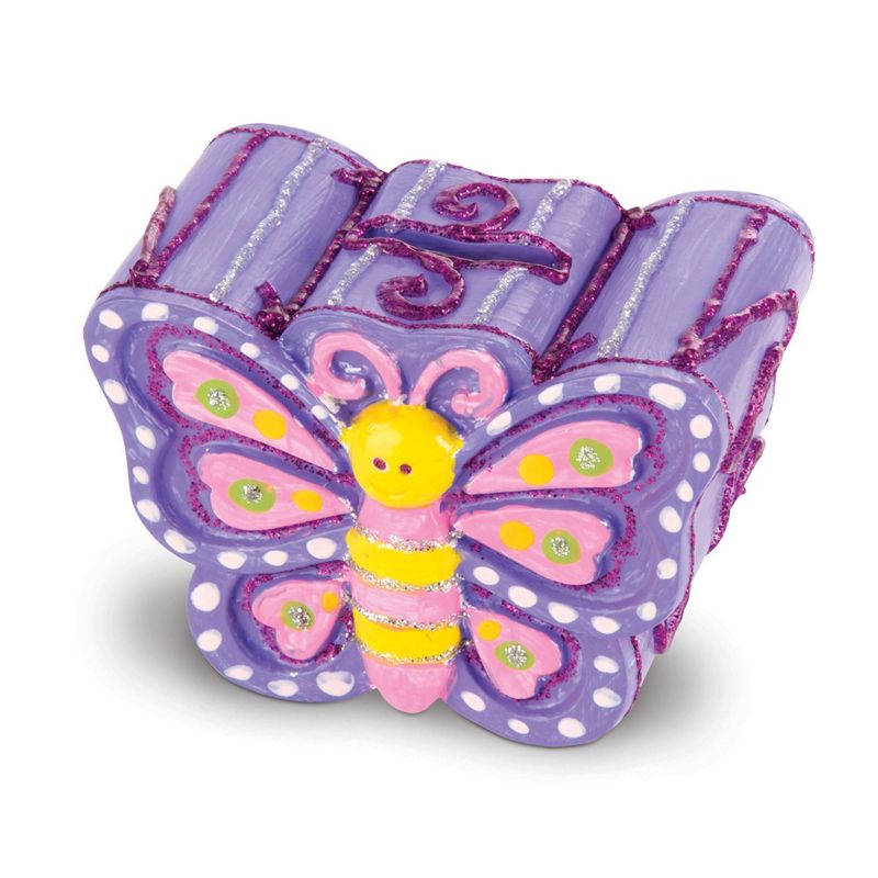 Melissa &#38; Doug Decorate-Your-Own Favorite Things Craft Kits Set:  Flower and Heart Treasure Box and Butterfly Bank, 6 of 11