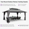 PURPLE LEAF Outdoor Gazebo Aluminum Frame Galvanized Steel Double Roof Patio Hardtop Gazebo with Curtains and Netting for Patio Lawn and Garden - 4 of 4
