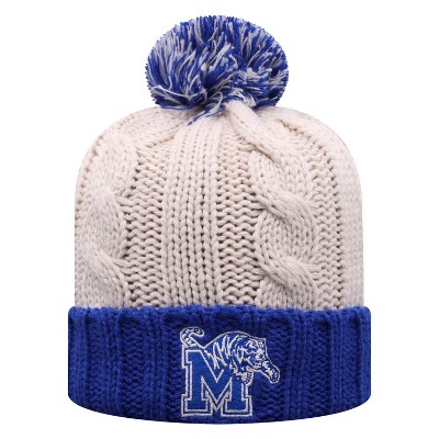 NCAA Memphis Tigers Women's Natural Cable Knit Cuffed Beanie with Pom