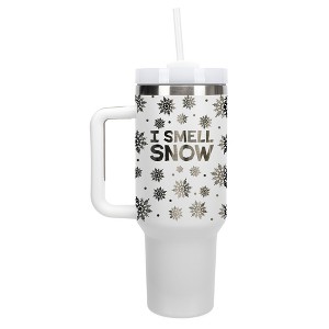Elanze Designs I Smell Snow Winter Snowflakes 40 oz. Stainless Steel, Large Water Bottle Coffee Mug, Spill & Leak Resistant, Thermal Travel Tumbler - 1 of 1